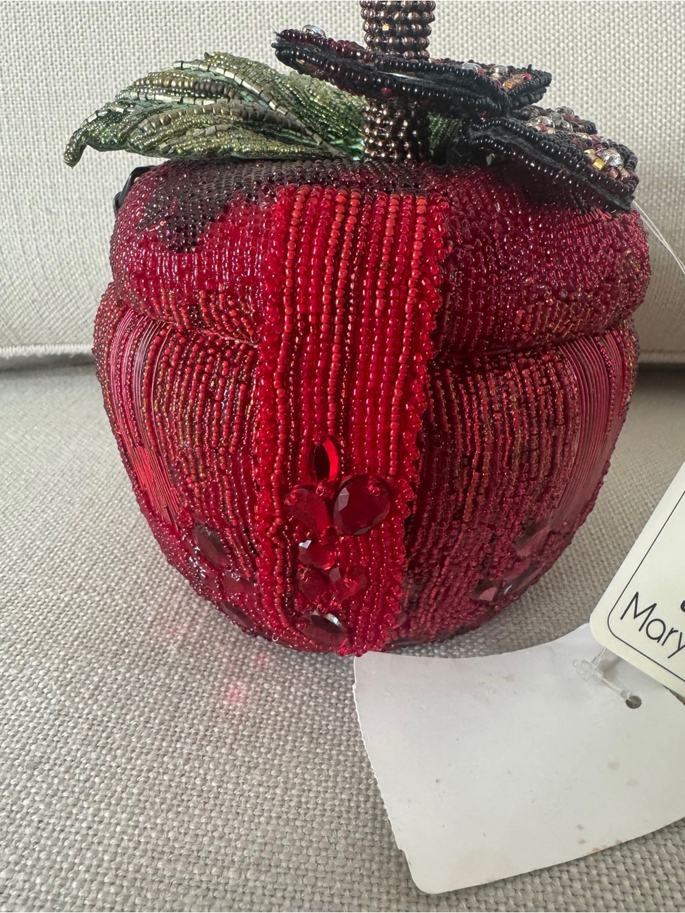 (Rare) Mary Frances Red Beaded Apple Purse Handcrafted and Numbered